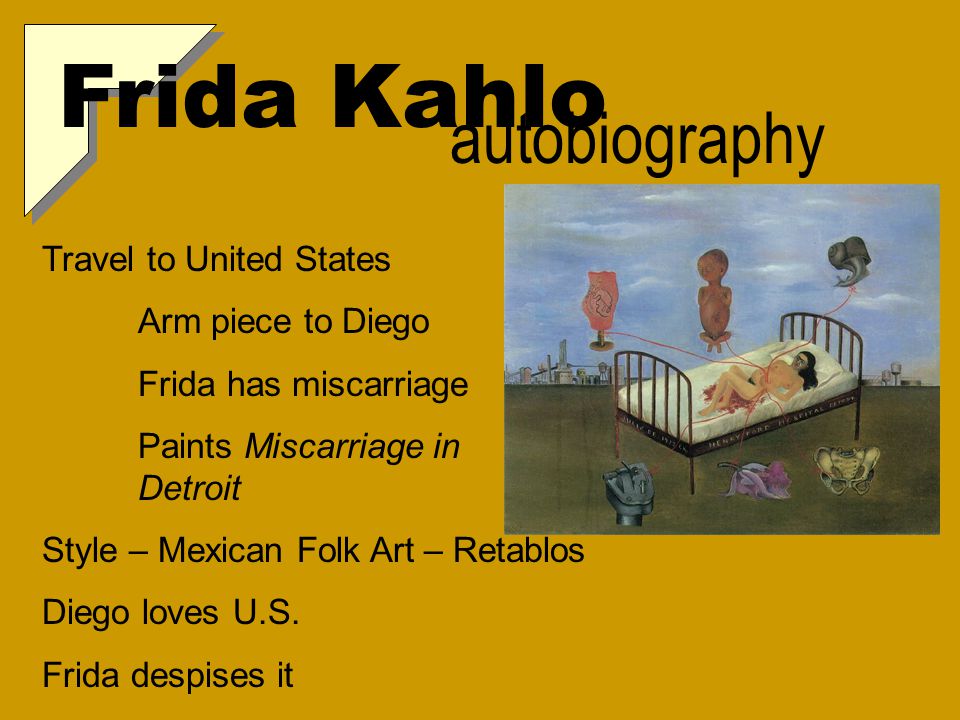 Frida Kahlo autobiography Travel to United States Arm piece to Diego