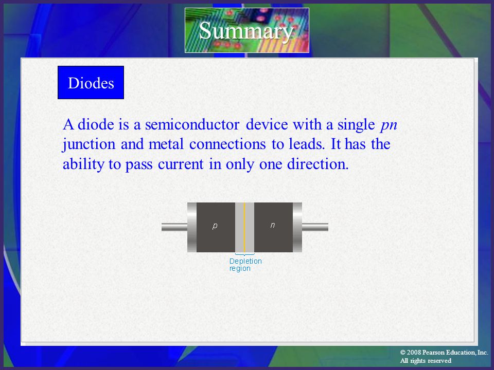 Summary Diodes.