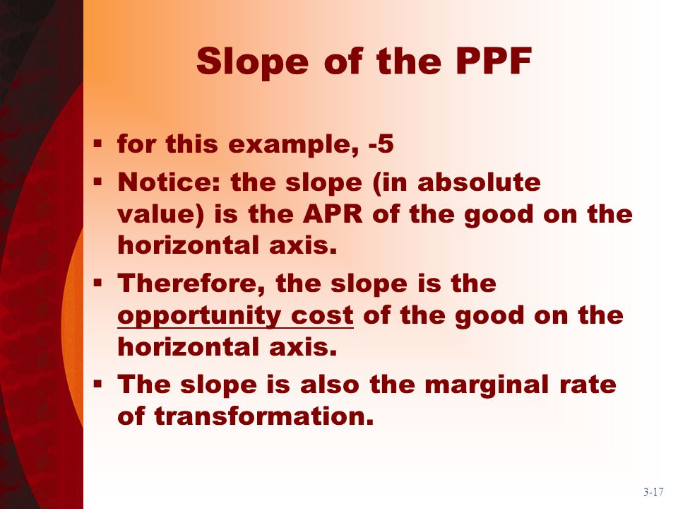 Slope of the PPF for this example, -5