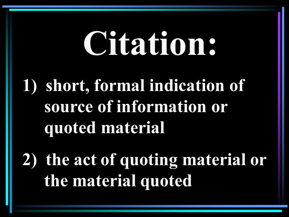 2) the act of quoting material or the material quoted