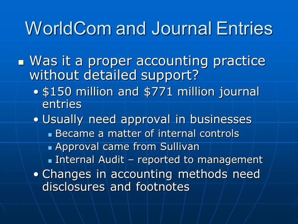 WorldCom and Journal Entries