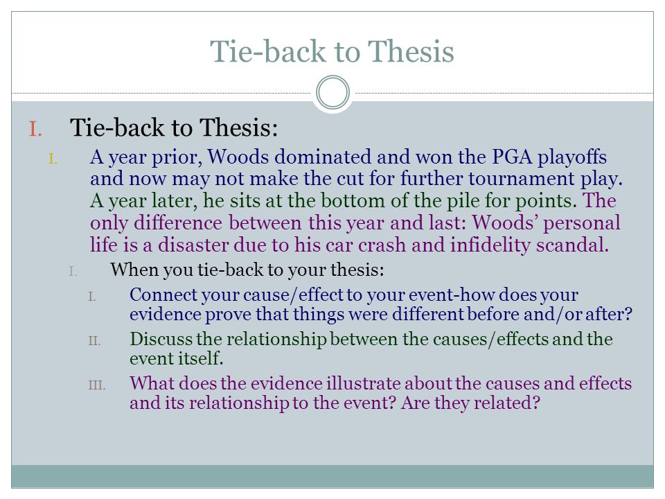 TIE-BACK TO THESIS STATEMENTS TRANSITION SENTENCES - ppt video