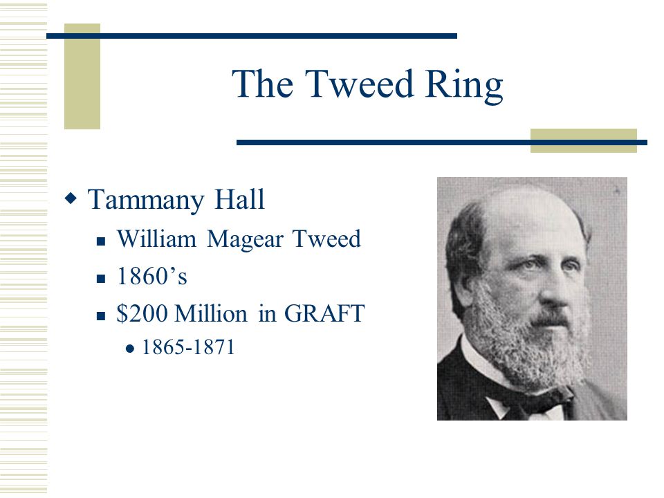 The Tweed Ring Tammany Hall William Magear Tweed 1860’s