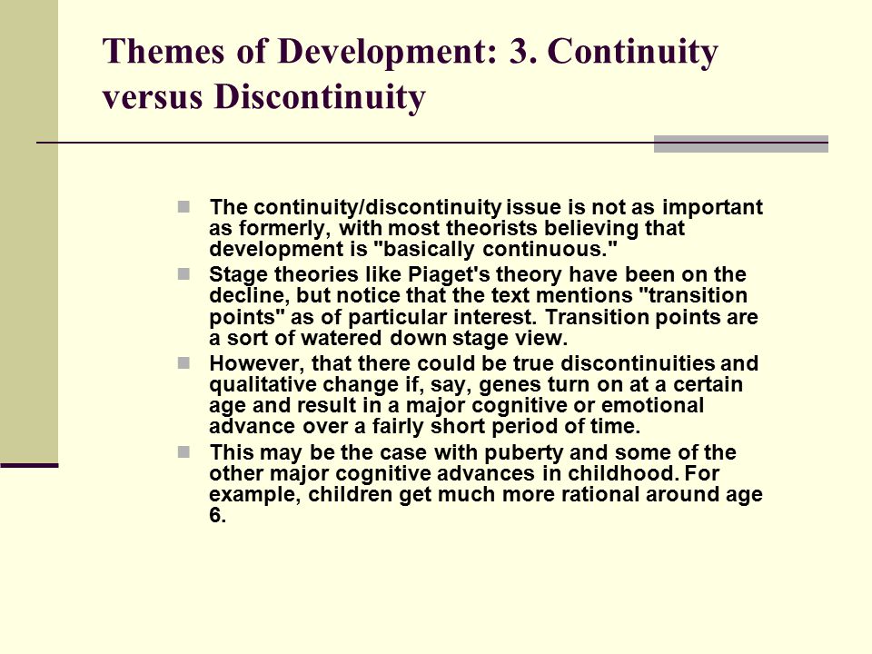 continuity vs discontinuity in child development