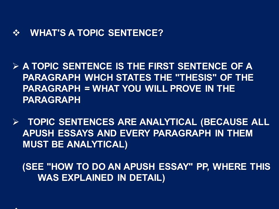 examples of good topic sentences for essays