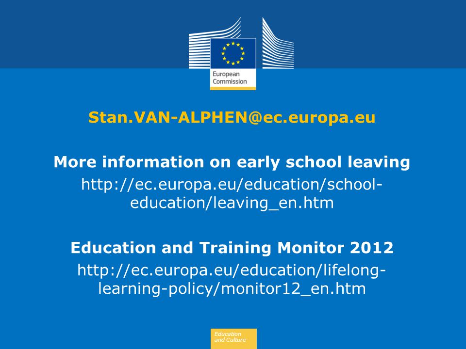 More information on early school leaving