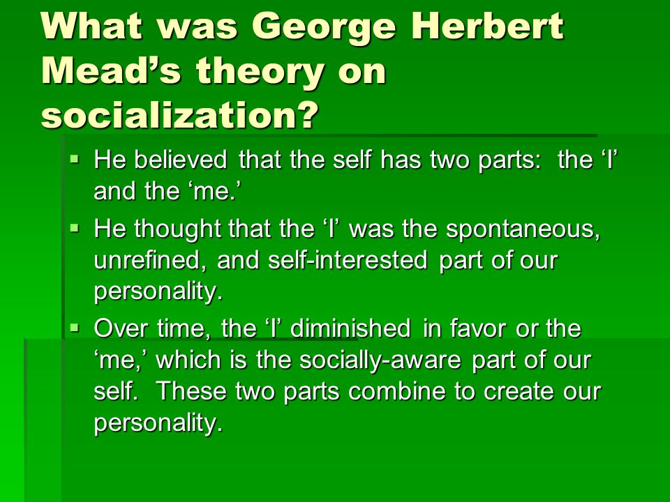 What was George Herbert Mead’s theory on socialization