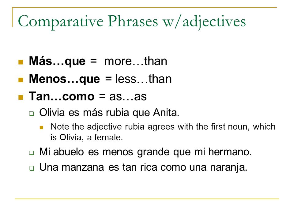 Comparative Phrases w/adjectives