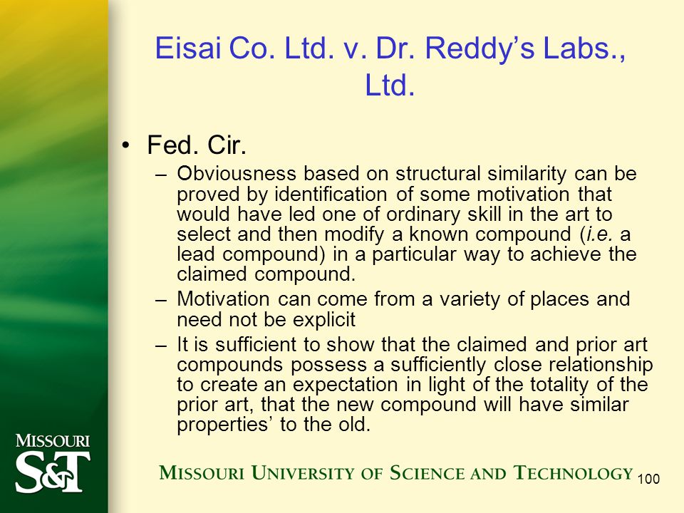 Eisai Co. Ltd. v. Dr. Reddy’s Labs., Ltd.