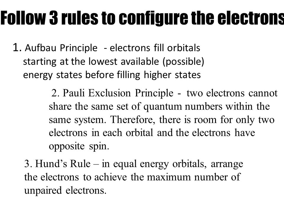 Follow 3 rules to configure the electrons