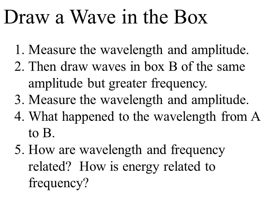 Draw a Wave in the Box Measure the wavelength and amplitude.