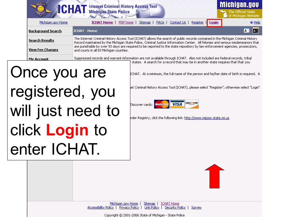 Once you are registered, you will just need to click Login to enter ICHAT.