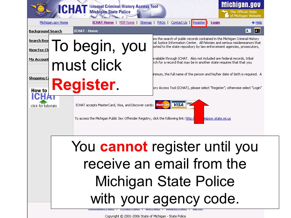 To begin, you must click Register.