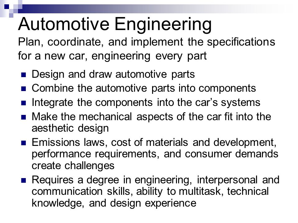automotive engineering requirements