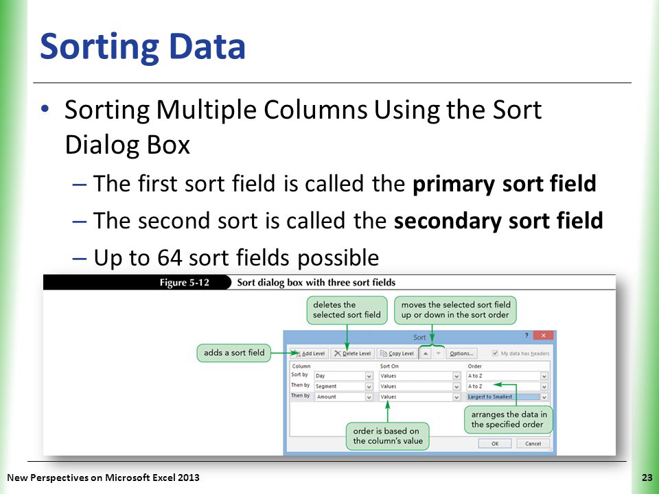 Sorting Data Sorting Multiple Columns Using the Sort Dialog Box