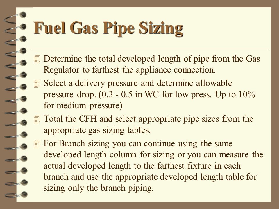 Medium Pressure Natural Gas Pipe Sizing Chart