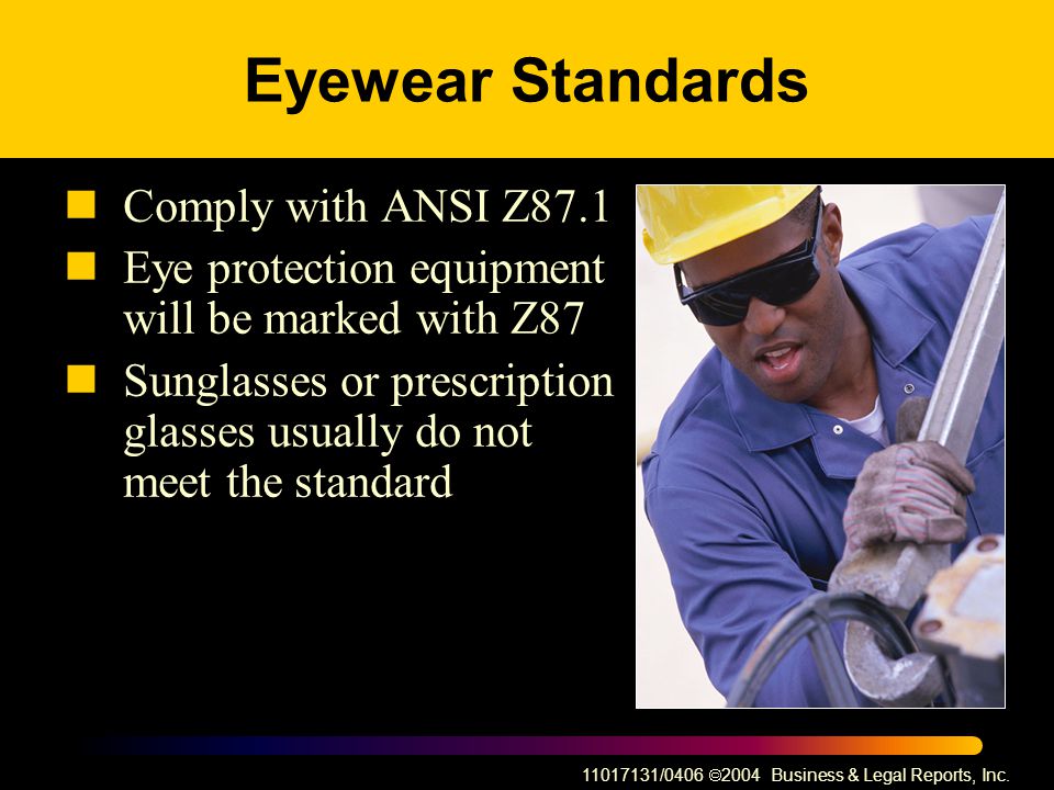 Eyewear Standards Comply with ANSI Z87.1