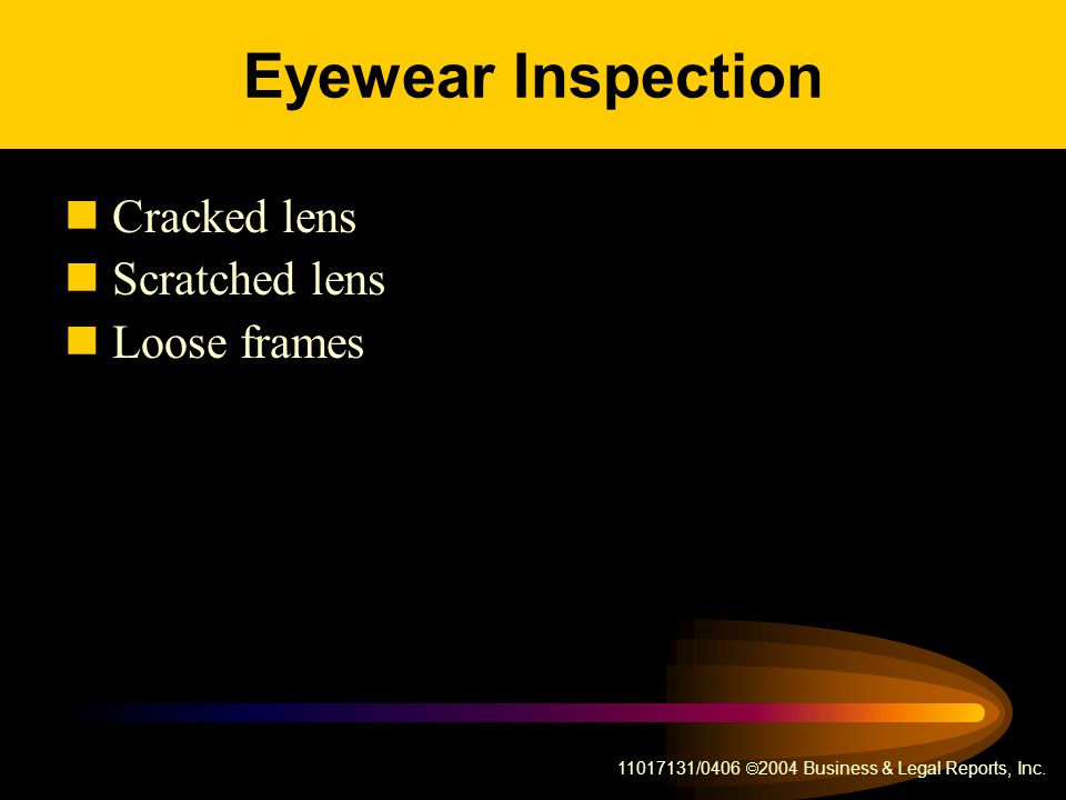 Eyewear Inspection Cracked lens Scratched lens Loose frames