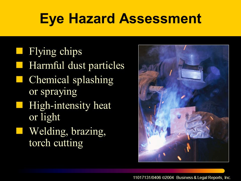 Eye Hazard Assessment Flying chips Harmful dust particles