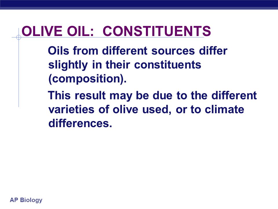 OLIVE OIL: CONSTITUENTS