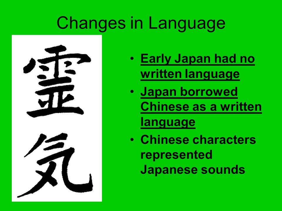 Changes in Language Early Japan had no written language