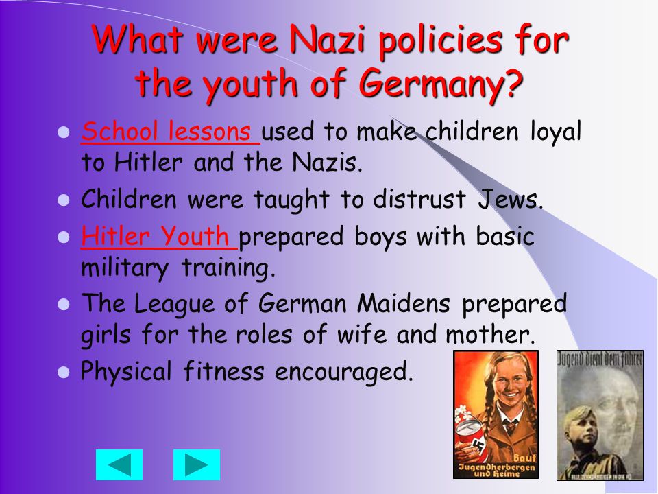 What were Nazi policies for the youth of Germany