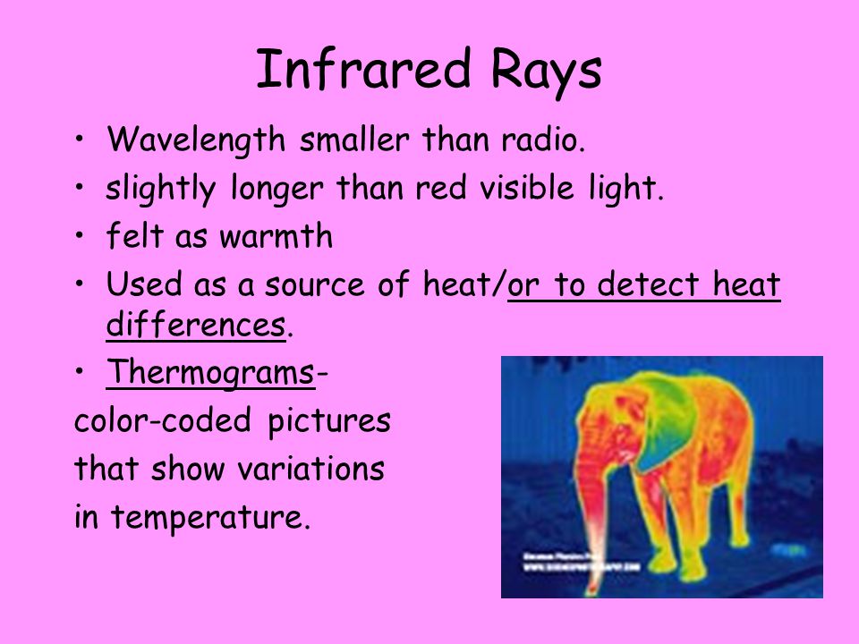 Infrared Rays Wavelength smaller than radio.