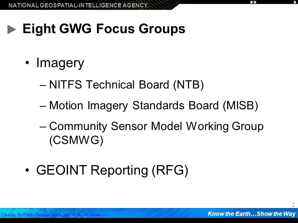 GEOINT Reporting (RFG)