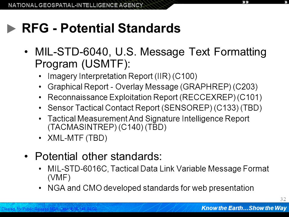 RFG - Potential Standards