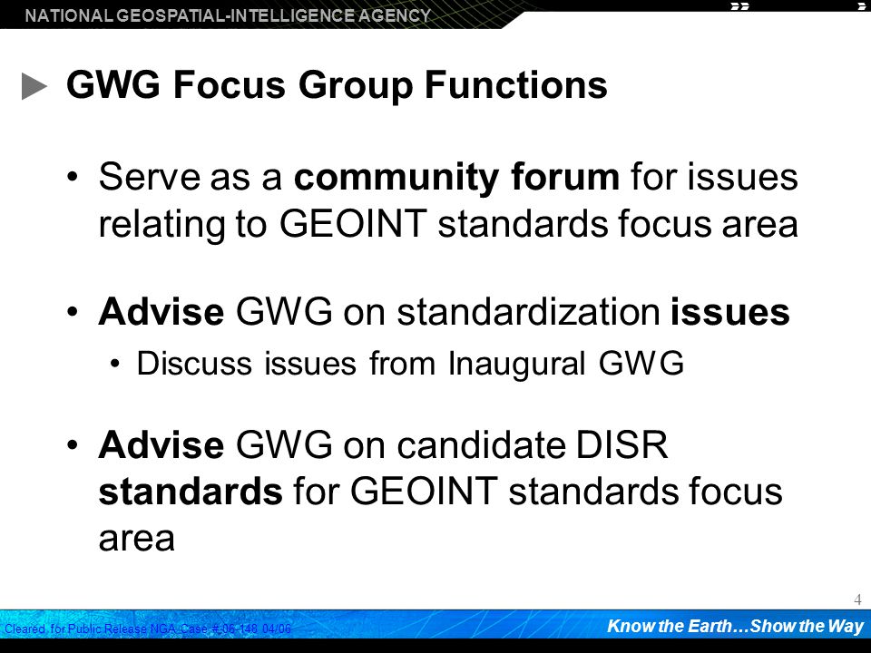 GWG Focus Group Functions