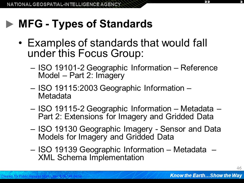 MFG - Types of Standards