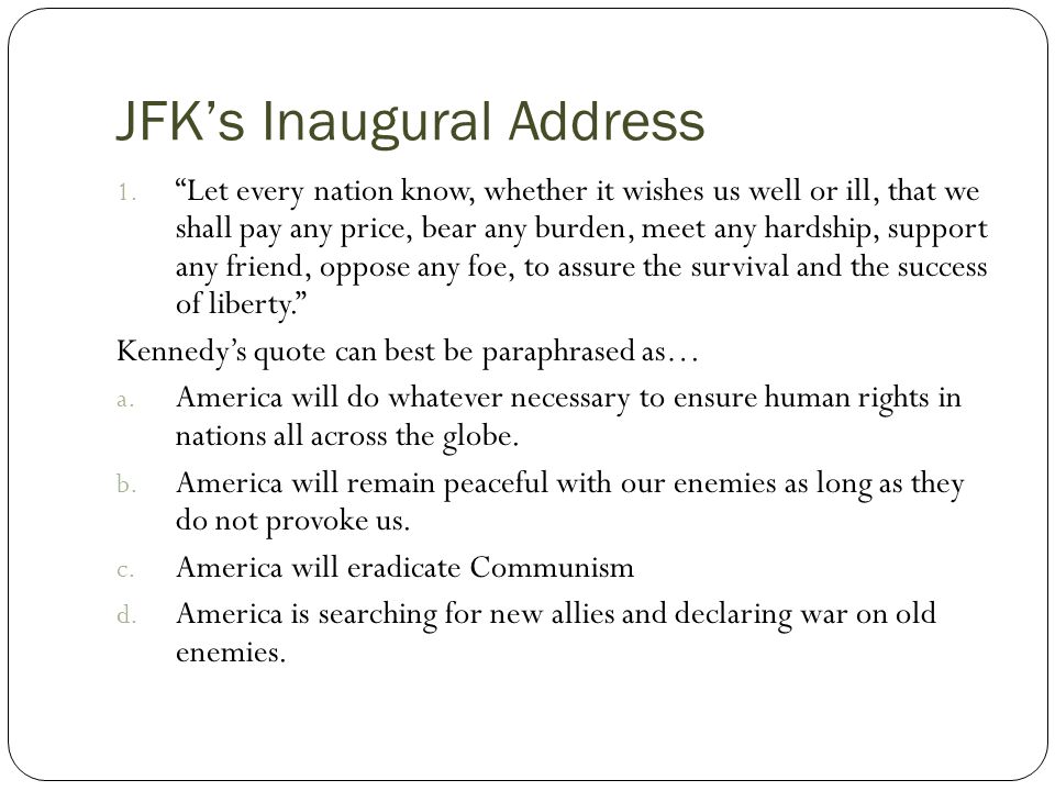 jfk inaugural address alliteration