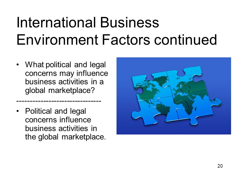International Business Environment Factors continued