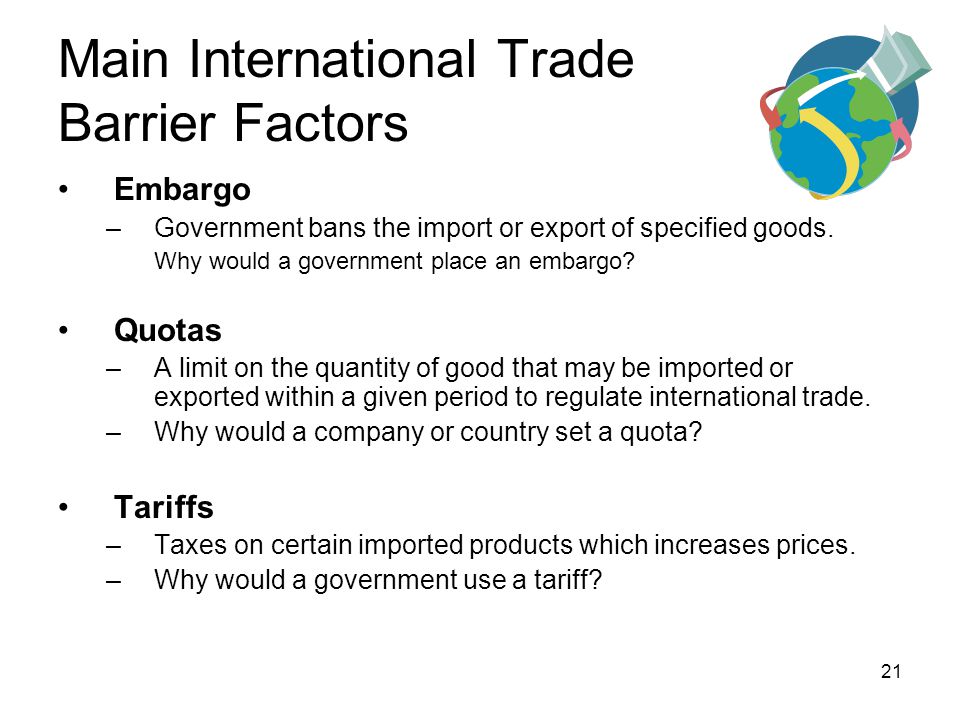 Main International Trade Barrier Factors