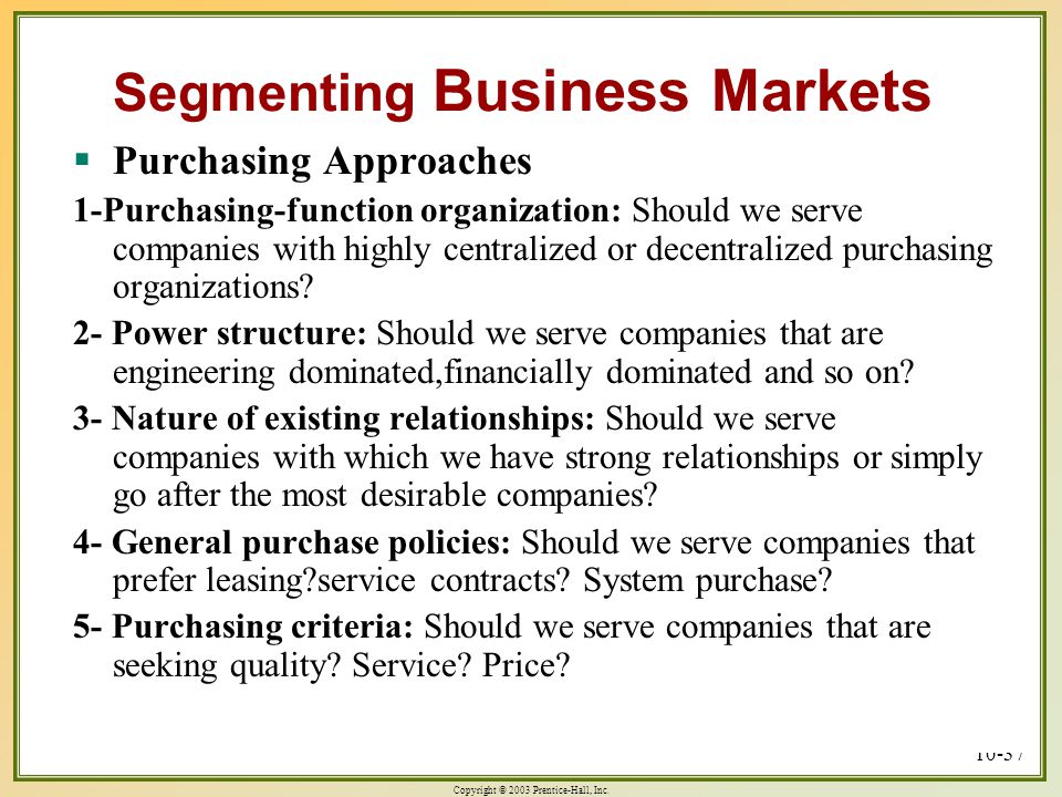 Segmenting Business Markets