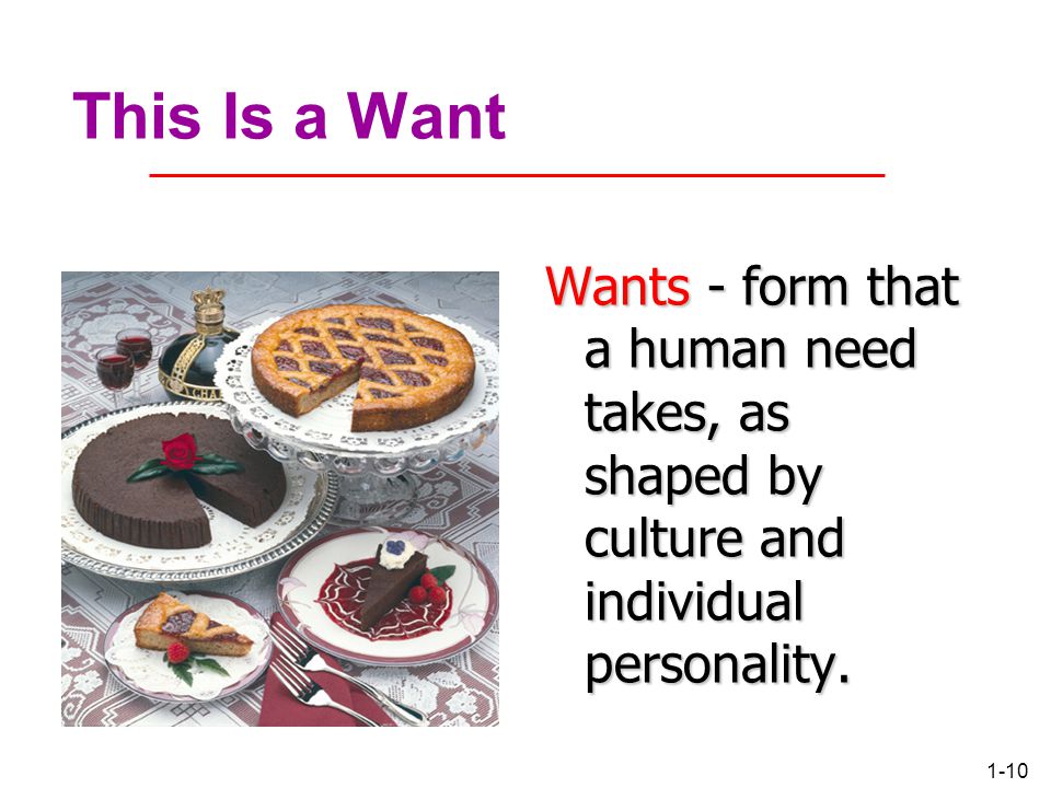 This Is a Want Wants - form that a human need takes, as shaped by culture and individual personality.