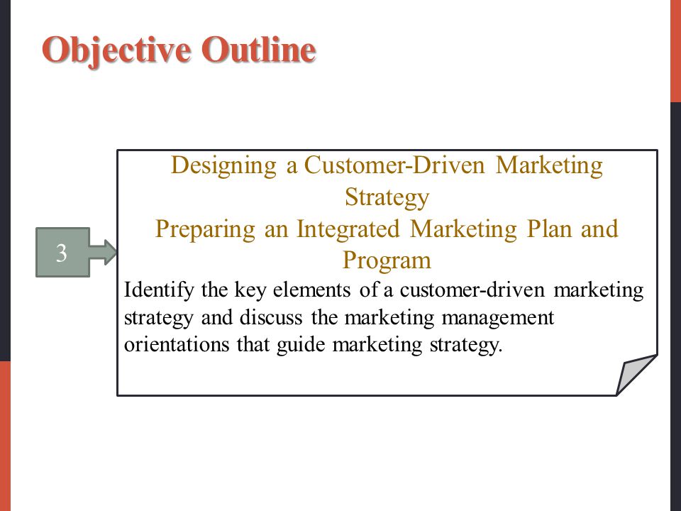 Objective Outline Designing a Customer-Driven Marketing Strategy