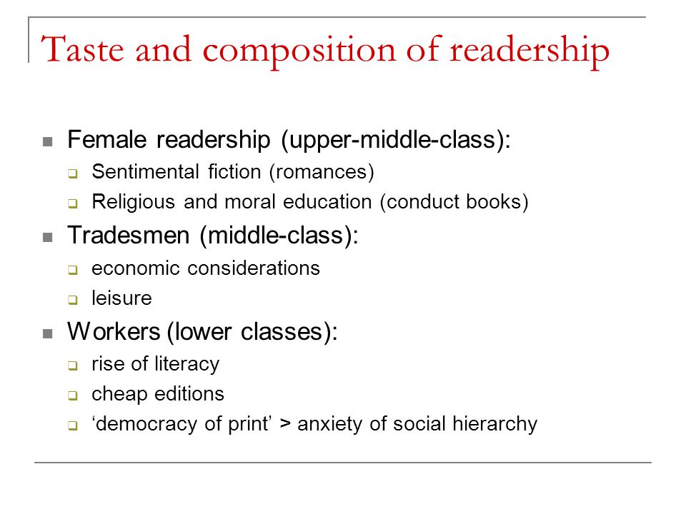 Taste and composition of readership