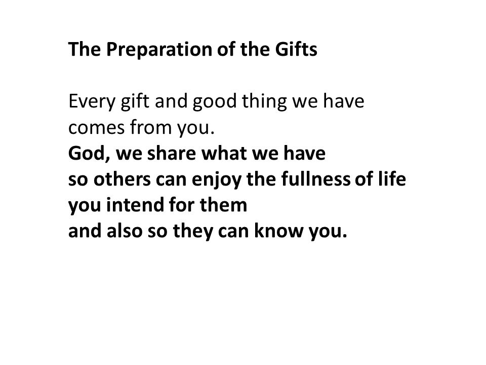 The Preparation of the Gifts