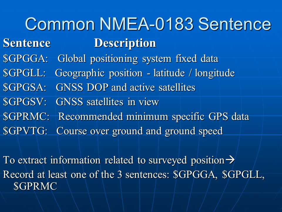 Introduction to GPS Data NMEA & RTCM - ppt video online download