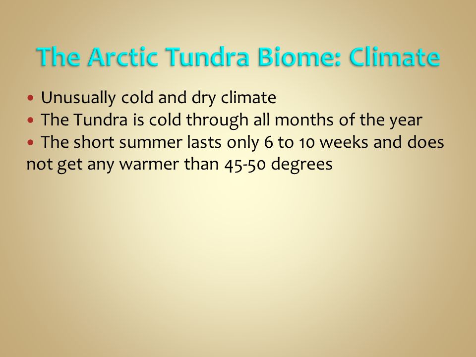 The Arctic Tundra Biome: Climate