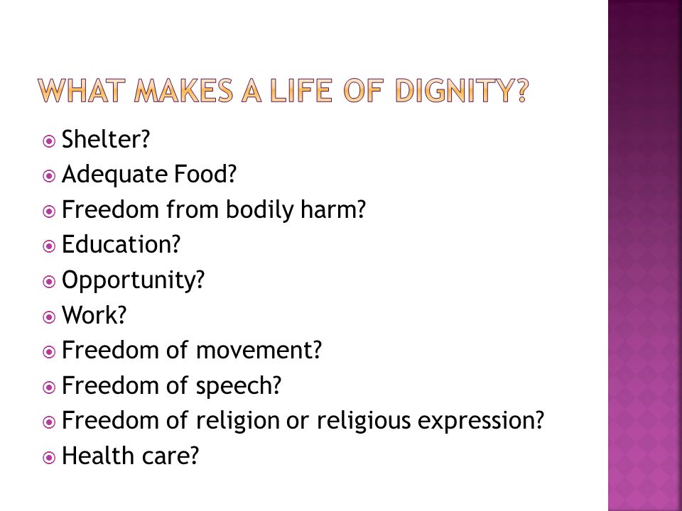 What makes a life of dignity