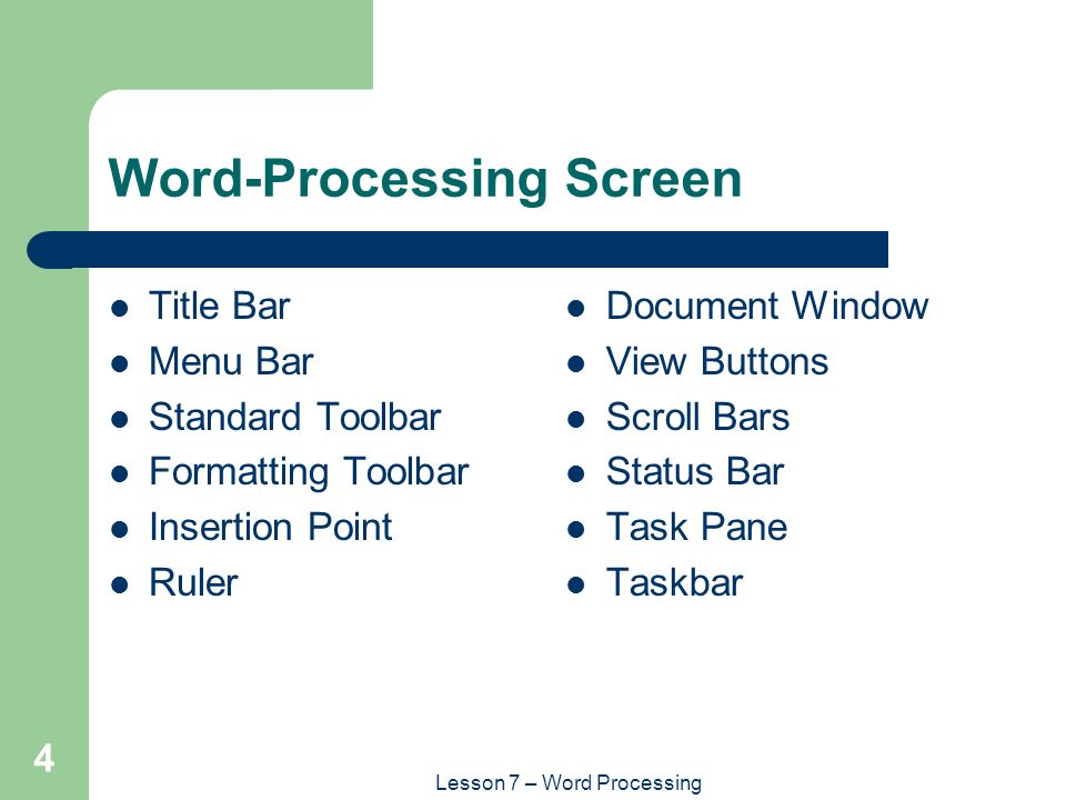 Word-Processing Screen