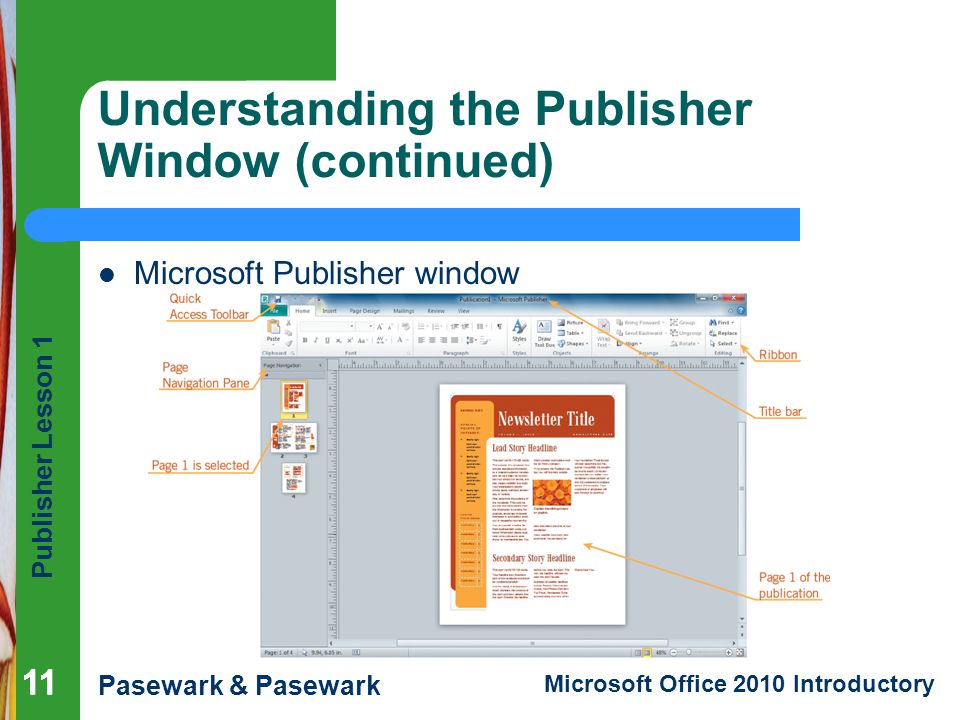 Understanding the Publisher Window (continued)