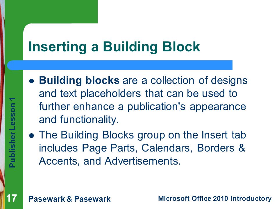 Inserting a Building Block