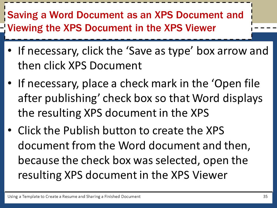 Saving a Word Document as an XPS Document and Viewing the XPS Document in the XPS Viewer