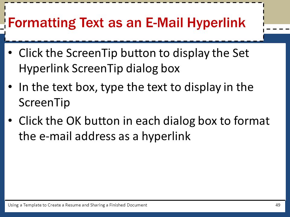 Formatting Text as an  Hyperlink