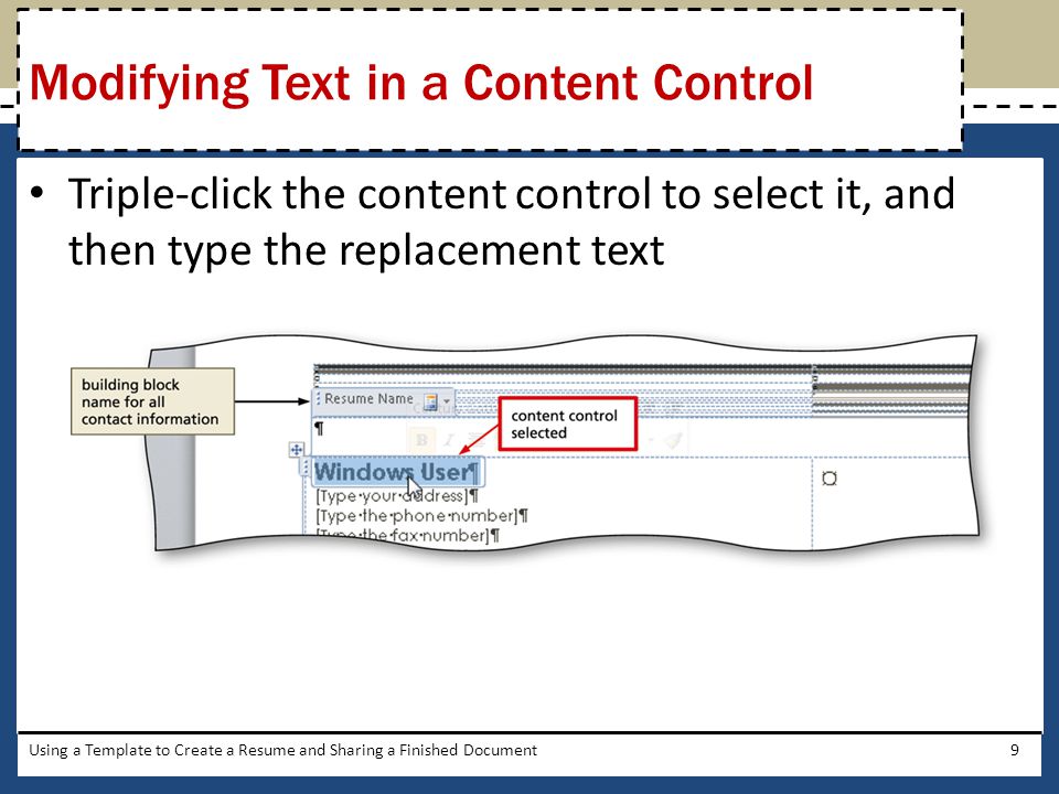 Modifying Text in a Content Control