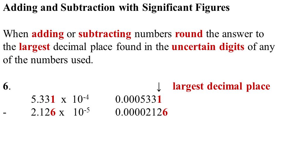 Adding and Subtraction with Significant Figures