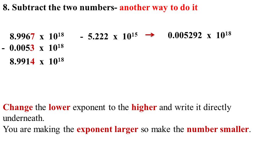 8. Subtract the two numbers- another way to do it